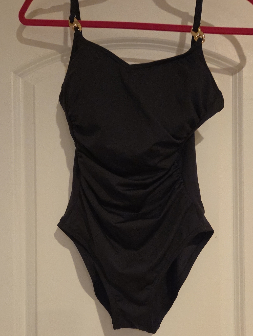 MICHAEL Michael Kors Black One-Piece Swimsuit with Gold Hardware